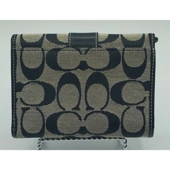 Coach Trifold Fabric Wallet Black with Signature 'C' - Picture 3 of 6